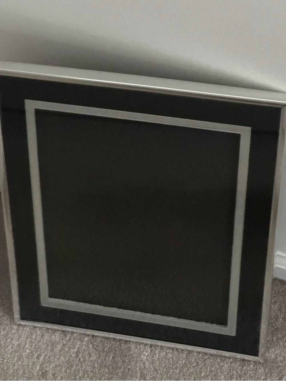 Modern Black and Silver Framed Wall Art With Decorative Silver Fillet